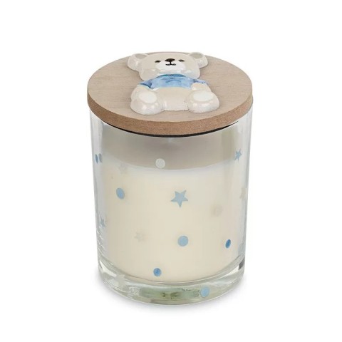 CANDELA VETRO ORSETTO AZZURRO D7 H9 CON SCATOLA 2